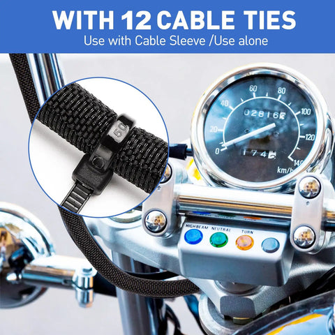 Automotive Cable Management Sleeve 18 Feet Braided Split Wire Loom Heat Resistant Cord Cover Self Wrapping on motorcycle handlebar