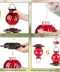 Assembly instructions for Hummingbird Feeder Glass 26 Ounces Outdoor Hanging With Ant Moat 5 Flower Ports Rustproof Netted Bottle