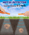 Two pinpointers detecting coins underground on grass, part of Heavy Duty Stainless Steel Sand Scoop For Metal Detecting Kit.