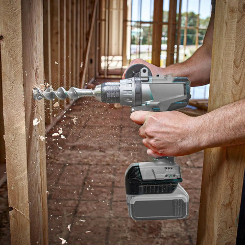 DeWalt 18V 20V To Milwaukee 18V Battery Adapter Converter For Cordless Tools in use with a drill on a construction site