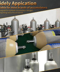 Hydraulic Nitrogen Accumulator Charging Kit With Three Pressure Gauges, Six Couplings And One Gas Hose For Hydraulic Systems All In One Setup For Fast Nitrogen Charging And Leak Free Operation, showing various accumulators and connections.
