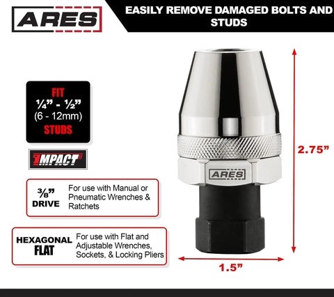 Damaged Bolt And Stud Extractor For One Quarter To One Half Inch Studs Grips Tight And Removes Broken Rounded Bolts 3/8 Inch Drive Tool