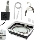 All In One CPAP Cleaning Kit With Hose Dryer For Universal 22mm Tubing Includes Collapsible Wash Basin Hose And Mask Brush