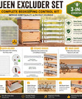 6 Pack Plastic Queen Excluder Set For 10 Frame Beehives Beekeeping Supplies Kit illustrated with excluders and hive diagram.