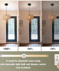 Woven Pendant Light Boho Chandelier With Hemp Rope And Rattan Elements, dimmable lighting effect shown in a doorway