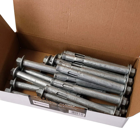 Box of Heavy Duty 1/2 Inch Sleeve Anchor Bolt For Concrete And Masonry, Hot Dip Galvanized Hex Head Expansion Anchor, 20 Pack
