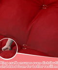 Close-up of red egg chair cushion showing tufted design and elastic shredded foam for Egg Chair Cushion Replacement For Hanging Chairs Outdoor Waterproof Cover Cushioned Wicker Hammock Swing Pad For Patio Thick Plush Comfort With High Elastic Filling And Breathable Shredded Foam Red.