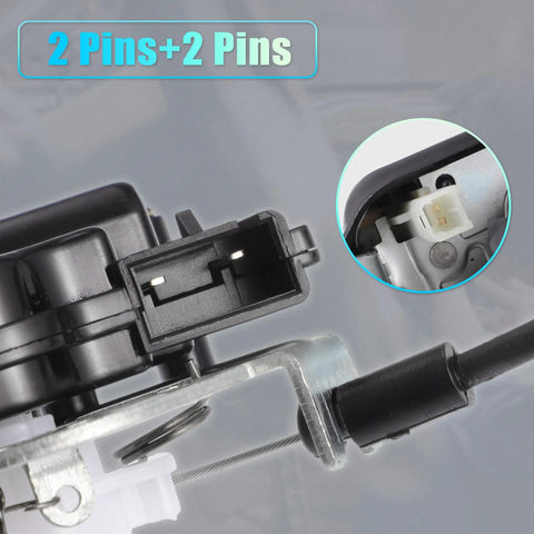 Close-up of rear liftgate lock actuator with cable tailgate latch assembly for Dodge Grand Caravan, Jeep Grand Cherokee, OE No 4589243AB.
