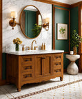 Modern Freestanding Bathroom Vanity With Sink And Ceramic Basin Built From Super Sturdy Solid Wood Featuring No Fuss Storage Cabinet Straight Out Of The Packaging in a stylish bathroom setting.