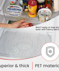 Rectangular Refrigerator Lazy Susan With 360 Degree Turntable in fridge holding condiments, highlighting PET material durability