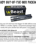 V3 Mini 385-395Nm Black Light UV Flashlight For High Power Ultraviolet Detection Low Contamination Pro Grade Five Core UV