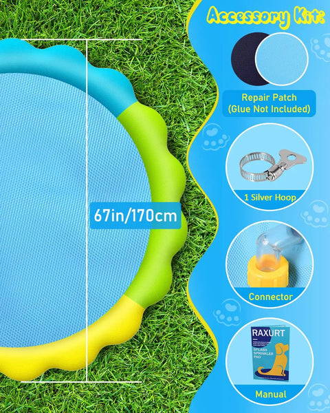 67 Inch Anti Slip Splash Pad For Kiddos And Dogs Thickened Zero Point Five Five Millimeter Durable Backyard Water Play Mat