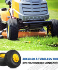20x10.00-8 Lawn Mower Tire and Wheel Tubeless 4 Ply 3.5 Inch Offset Hub 3/4 Bore 3/16 Keyway Replacement for Riding Tractor Rear Assembly