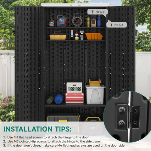 DIY Ready Outdoor Tall Storage Cabinet With Four Shelves Waterproof Resin Shed For Patio And Garden Lockable 30 Cu Ft Capacity