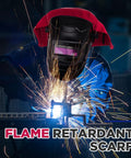 Welding Helmet Cover And Bib Set With Flame Retardant Fabric For Neck Protection Red 2 Piece Safety Gear In Use