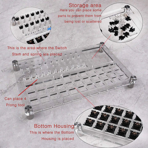 Two Layer Switch Lubrication Station For Mechanical Keyboards With Quick 33 Switch Lube Capability shown in acrylic material