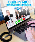 Person using laptop with Dope 8MP USB Webcam With Built In Microphone For PC And Raspberry Pi Ultra HD 3264x2448 64 Degree No Distortion Lens.