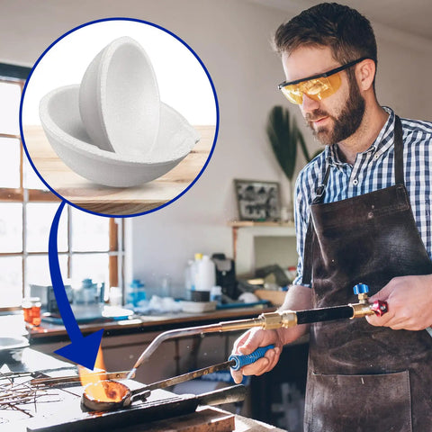 Jeweler using Six Pack Quartz Ceramic Crucible Set With Seven Point Eight Seven Inch Crucible Tong For Jewelry Casting And Refining