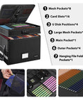 Boss Level Fireproof Multi Layer File Box With Lock Collapsible Portable Office Filing Organizer showing storage compartments
