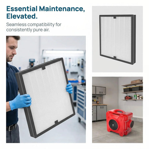 2 Pack H13 HEPA Replacement Filters For AF500 Air Scrubber 19x16x2.2 Inches, Boost Suction Power, Cleaner Air, Longer Lasting Performance, Easy Fit, Heavy Duty Upgrade For Maximum Filtration And Less Downtime. H13 HEPA filter shown installed in AF500 air scrubber