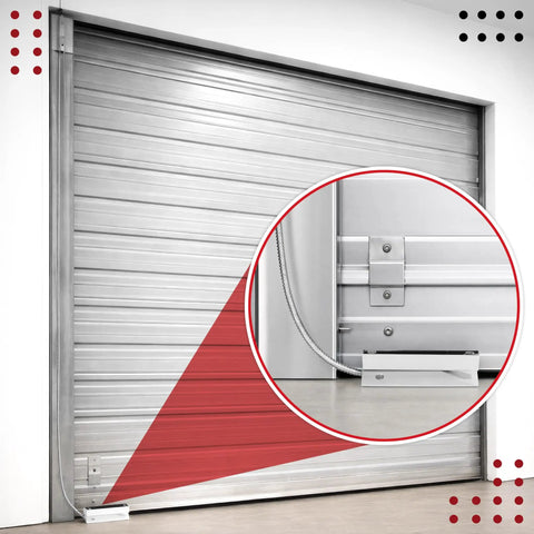 Heavy Duty Garage Door Magnetic Contact Sensor With Wired Normally Closed NC Switch installed on roller shutter door