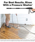 Person using a pressure washer on wooden deck surface, demonstrating One Gallon Ready To Roll Deck Stain Stripper Cuts Straight Through Weathered Oil And Water Coats For Dead Simple Prep And A Fresh Real Deal Wood Finish On Decks.