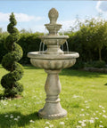 42.5 Inch Outdoor Water Fountain With 3 Tier Cascading Waterfall In Fiber Reinforced Concrete For Garden Patio Backyard And Lawn Decor