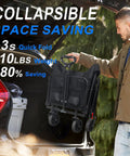 Man loading a Heavy Duty Collapsible Wagon With 380 Lb Capacity, Folding All Terrain Beach Utility Wagon into a car trunk.
