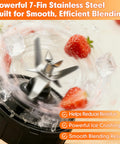 7 Fins Extractor Blade Replacement Kit With Gasket Hook And Cleaning Brush For 4 Inch Cup Blenders in action with strawberries and ice