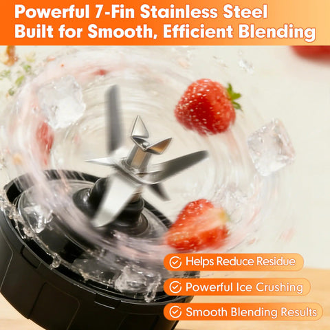 7 Fins Extractor Blade Replacement Kit With Gasket Hook And Cleaning Brush For 4 Inch Cup Blenders in action with strawberries and ice