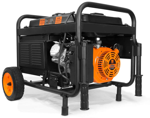 Heavy Duty 4750 Watt Portable Generator With Electric Start And Wheel Kit Built Tough For Campouts And Backyard Emergencies