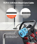 Heavy Duty Drain Cleaning Machine With 75 Ft Sewer Snake And 3/8 Inch Steel Core Auger shown navigating curved pipes with ease.
