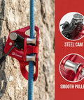 Pro Chest Ascender For Rock Climbing And Rescue With 7075 Aluminum Rope Ascender Dual Carabiner Slots One Hand Operation 300Kg