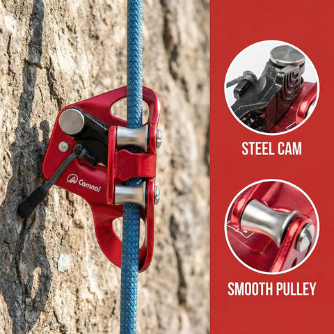 Pro Chest Ascender For Rock Climbing And Rescue With 7075 Aluminum Rope Ascender Dual Carabiner Slots One Hand Operation 300Kg