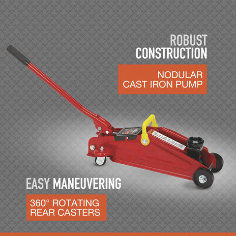 Smooth As Butter Hydraulic Trolley Jack With 2 Ton Load Rating Quick Roll Base Low Profile Body Textured Handle Glides Tight Under Chassis Easy Carry Loop For Garage Car Repair And Auto Pros