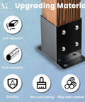 8 Pack 6x6 Post Bases Real Size 5.5x5.5 Black High Strength Alloy For Decks Gates Fences Mailboxes Street Lamps And Handrails With Screws For Easy Installation showing anti-abrasion and rust resistance features.