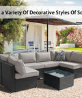 Outdoor couch with 14 Piece Patio Cushion Covers Set Replacement For Outdoor Couch Cushions Splashproof Slipcovers Light Gray