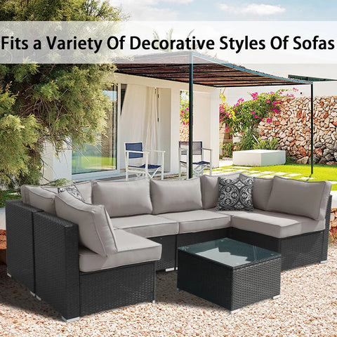 Outdoor couch with 14 Piece Patio Cushion Covers Set Replacement For Outdoor Couch Cushions Splashproof Slipcovers Light Gray