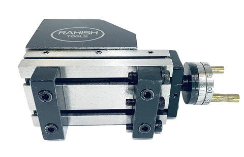 Dead Nuts Precision Machining Attachment For Small Lathes Featuring 90 By 50 Millimeter Slide Board and crisp calibration dial.