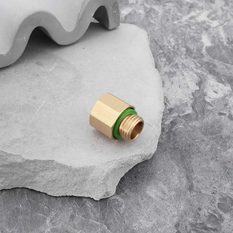 Brass adapter M14x1.5 to M18x1.5 on stone background for Two Pack 45 Degree Sprayer Nozzle Tips M14x1.5 Internal Thread With M14x1.5 To M18x1.5 Adapter For Backpack Sprayers Farm Water Pumps Orchard With Fine 1.5mm Orifice.