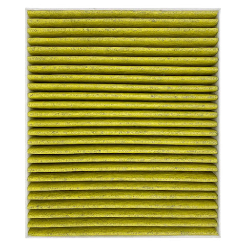 Cabin Air Filter Replacement For Subaru Ascent 2019-2024 Crosstrek 2018-2024 Impreza 2017-2024 Legacy 2020-2025 Outback 2020-2025 Four Layer Melt-Blown Nonwoven Cabin Filter CF12436 72880-FL00A 72880-FL500 Compatible, yellow filter top view