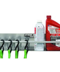Wall Mount Aluminum Tie Down Hanger Storage Rack Shelf For Enclosed Trailer, Shop, Or Garage, holding aerosol can and jug