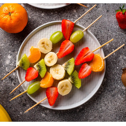 200 Pack Bamboo Skewers 12 Inch Wooden Kabob Sticks for Appetizers and Grilling with assorted fruit kebabs
