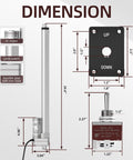 Beefy 12V Linear Actuator 660lbs Load With 18 Inch Stroke And 5mm Per Second Speed dimensions and components illustration