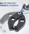 Close-up of Gland Nut Spanner Wrench Kit for 1 to 6 inch gland nuts, showcasing adjustable hydraulic cylinder fit.