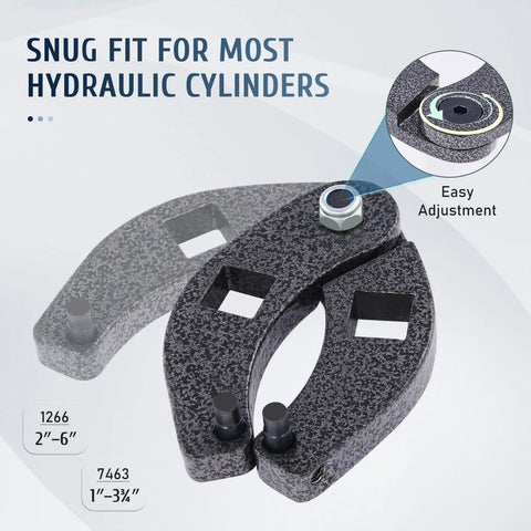 Close-up of Gland Nut Spanner Wrench Kit for 1 to 6 inch gland nuts, showcasing adjustable hydraulic cylinder fit.