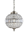 Antique Brass Crystal LED Pendant Light For Kitchen And Dining Room Glam Globe Chandelier With Clear Crystal Shade