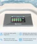 Smart Water Monitor For Spas And Hot Tubs With Salt System Support, Hourly Testing, And Effortless Monitoring To Keep Your Water Clean, Natural Feeling, And Ready For Relaxing Soaks. Topside control panel on white spa