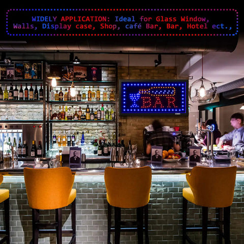 Led Bar Open Sign With Remote, Ultra Bright Neon Display Board For Bars, Restaurants, Shops, Hotels, Two Lighting Modes Flashing And Steady, Timing Function, Easy Mount, Window Wall Decor That Grabs Attention