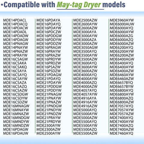 Maytag dryer model compatibility chart for Must Have Dryer Repair Kit For Neptune 3000 5000 9000 Series Includes Drum Roller Kit Idler Pulley Tumbler Bearings And 91 5/8 Inch Drum Belt For MDE5500AYW MDE9206AYW MDE6000AYW MDE9306AYW MDE9706AYW MDE9606AYW